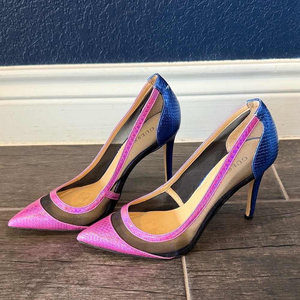 Guess Vibrant Pink and Blue Heels